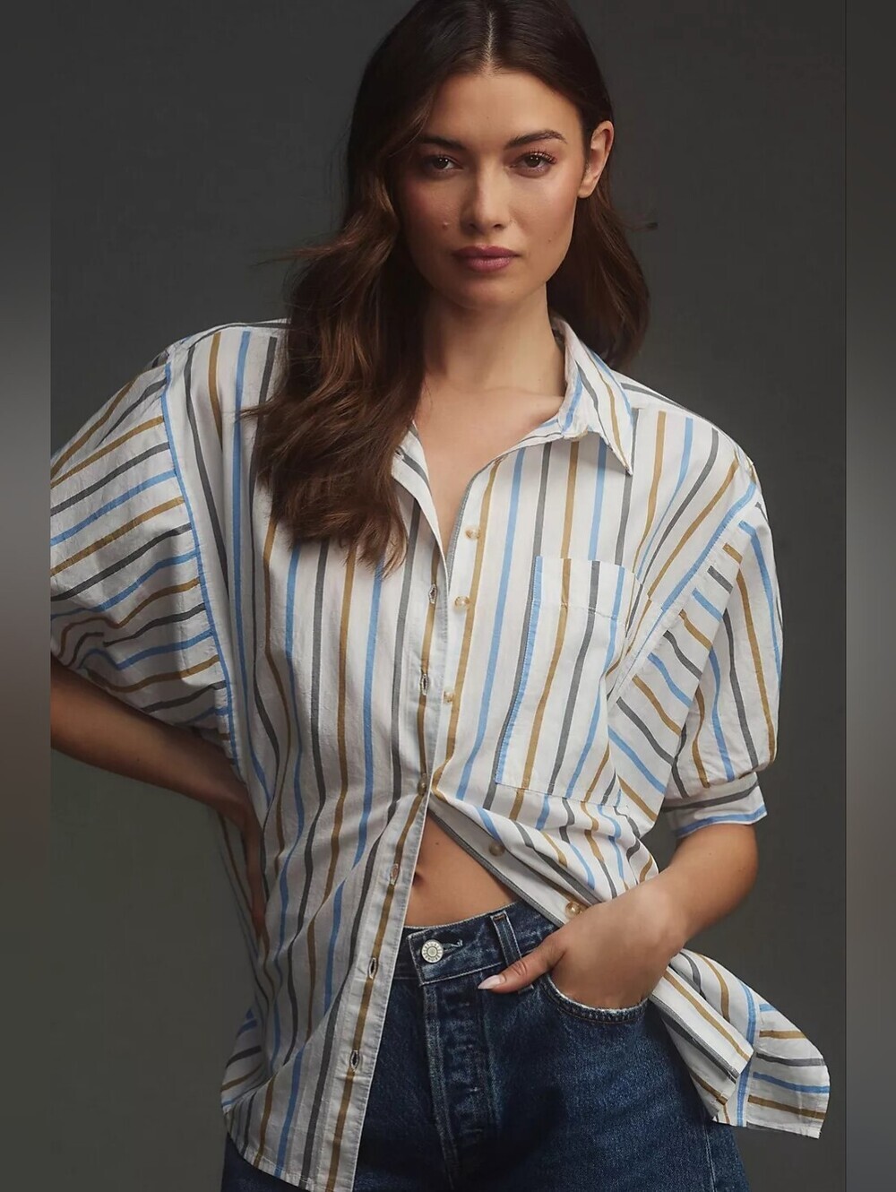 Pilcro | Painter Buttondown Cotton Striped Shirt Size XS